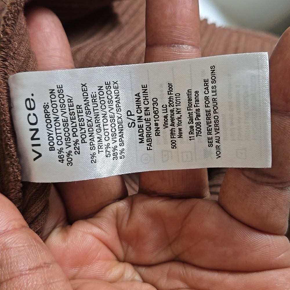 Vince Rib Sweetheart-Neck Camisole Dress Sleeveless A-line Hazelnut Brown S - Picture 9 of 10